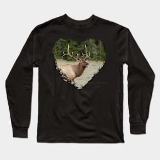 Rocky Mountain Elk - Heart Shape Long Sleeve T-Shirt